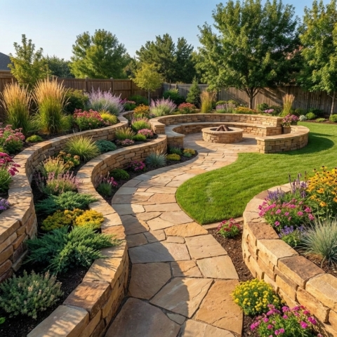 Ландшафтный дизайн из дагестанского камня