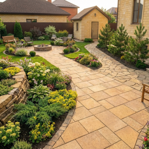 Ландшафтный дизайн из дагестанского камня