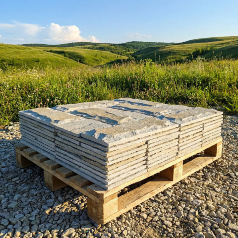 Плитка из светло-серого доломита с сколом «Скала» 3200р м2